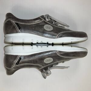 Mephisto Yael Runoff Air Jet System Leather Lace Up Sneaker Silver Size 11